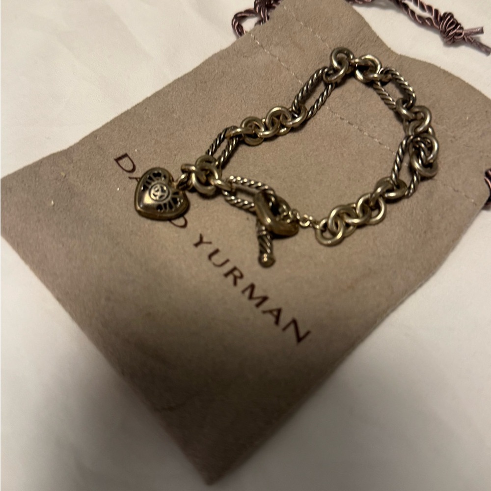 David Yurman sterling silver and gold charm bracelet